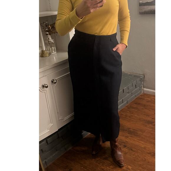 Vintage 90s Jones New York Blue Midi Wool Skirt Womens 14 Classiccore Heritage - Picture 4 of 10